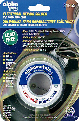 6 PAK Alpha Metals 3 oz. .062-Diameter Spool Electrical Solder is lead-free a...