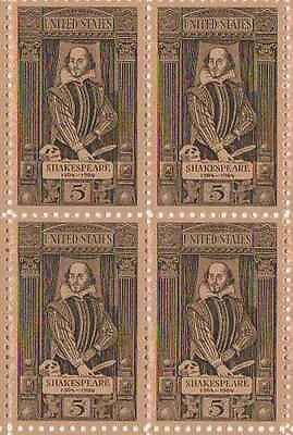 1964 William Shakespeare Block 0f 4 5c Postage Stamps - Sc