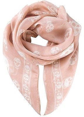 New Alexander McQueen 557717 sapphire Silk Chiffon Multi Skull