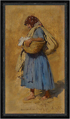 A Farmers Wife Blowing her Nose August von Pettenkofen Bäuerin Korb Faks_B 00730