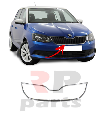 FOR SKODA FABIA 2014 - 2018 NEW FRONT BUMPER UPPER CENTER GRILL CHROME TRIM
