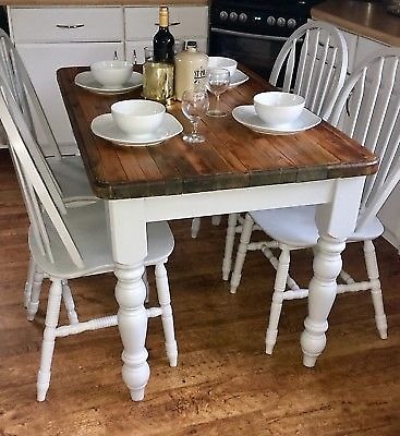 Farmhouse Country Style Dining Table And Chairs Refurbished In