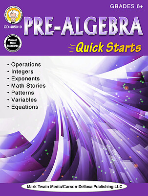 Pre-Algebra Quick Starts, Grades 6 - 12 by Barden