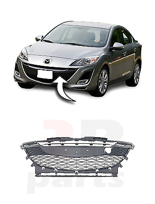 PER MAZDA 3 2009 - 2011 GRIGLIA CENTRALE PARAURTI ANTERIORE NERO SENZA...