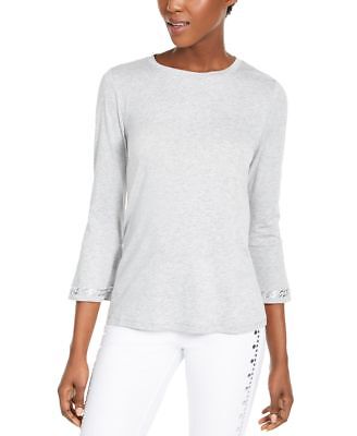 

Украшенный топ Michael Kors с декорированным вырезом и рукавами 3/4, Pearl Heather, средний размер