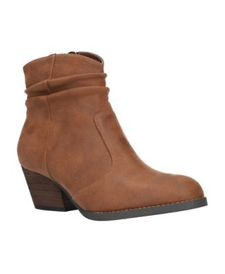 

Женские коричневые ботинки BELLA VITA Western Helena с круглым носком на блочном каблуке с напуском, Коричневый, HELNA