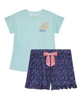 

Sleep On It Girls Unicorn Florals Комплект из 2-х пижамных шорт для сна - Цвет морской волны,, Aqua