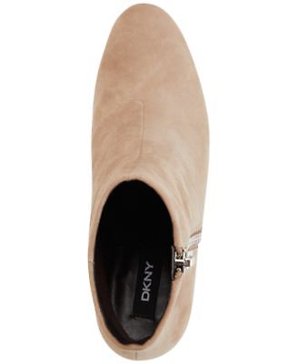 

DKNY Женские кожаные ботильоны Crosbi с круглым носком и блочным каблуком бежевого цвета, размер 6 м, Бежевый, K3010505
