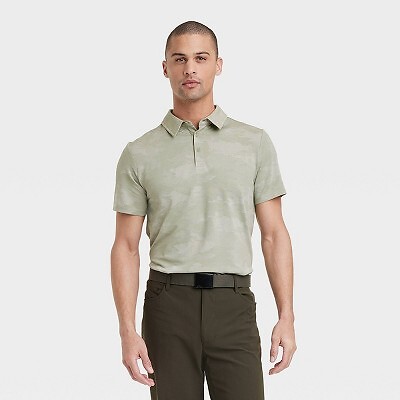 

Мужская жаккардовая рубашка-поло с камуфляжным принтом — All in Motion светло-серый