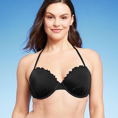 

Верх бикини с оборками и легкой подкладкой для женщин - Shade - Shore Black, Черный