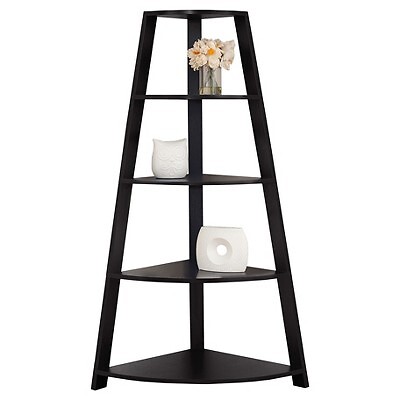 Угловой книжный шкаф 60 Accent Etagere Cappuccino - для любой комнаты: 5-ярусное хранилище,