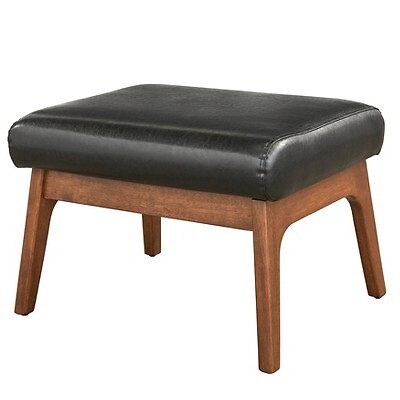 Bianca Mid-Century Modern Ottoman Black/Walnut - Buylateral