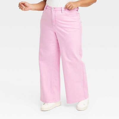 

Женские широкие джинсы с высокой посадкой - Ava - Viv Pink, Розовый