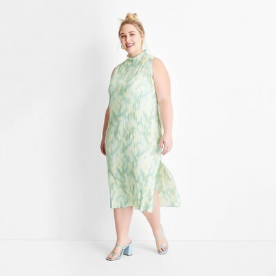 

Женское плиссированное платье миди акварелью без рукавов - Future Collective с, Not available