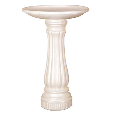 Bird Bath, Round, White Resin,  17 x 25-In.(made of durable plastic)