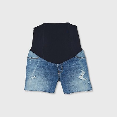 

Джинсовые шорты миди для беременных Over Belly Destruction - Isabel Maternity by Ingrid, Medium denim wash
