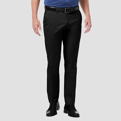

Haggar Мужские повседневные брюки Premium No Iron Slim Fit Flat Front Flat Front — черные, Черный