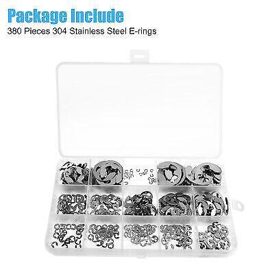 380Pcs Stainless Steel E Clip Assortment Set 14 Sizes Retaining Kit
