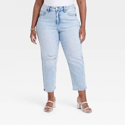 

Укороченные узкие прямые джинсы с высокой посадкой для женщин — Ava - Viv Light Blue Denim