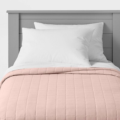 Детское одеяло Twin Box Stitch из микрофибры розового цвета - Pillowfort
