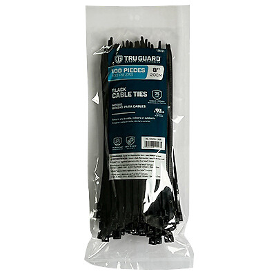 TruGuard NL-5X200-100B Self-Locking Cable Ties, Black, 8 In., 100-Pk. - Quantity