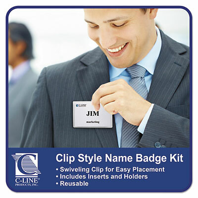 Name Badge Kits, Top Load, 3 1/2 x 2 1/4, Clear, 50/Box 95523  - 1 Each