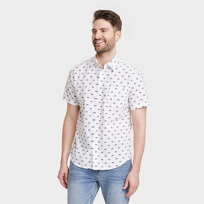 

Мужская рубашка на пуговицах с коротким рукавом — Goodfellow - Co Off-White, Белый