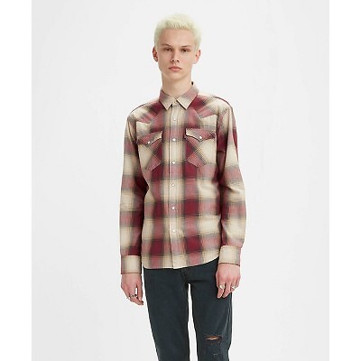 

Levis Мужская рубашка классического кроя с длинным рукавом и пуговицами - винно-красный
