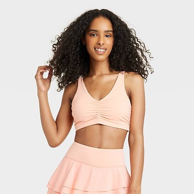 

Женское спортивное бра с завязками спереди - JoyLab Coral Pink M, Not available
