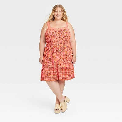 

Женское платье без рукавов - Knox Rose Orange Floral 3X, Not available