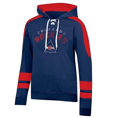 Мужская винтажная флисовая толстовка с капюшоном на шнуровке NHL Colorado Rockies, M