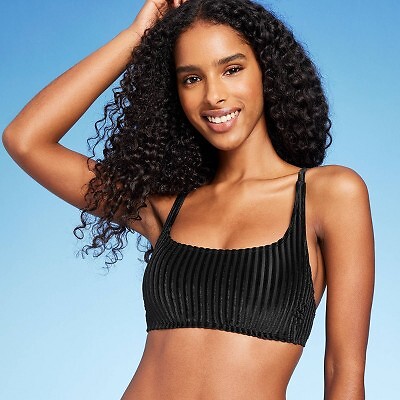 

Женский велюровый топ бикини в рубчик без косточек - Shade - Shore Black S, Not available
