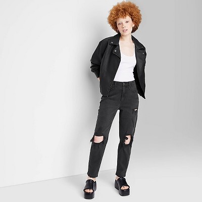 

Женские зауженные джинсы со сверхвысокой посадкой - Wild Fable Black Denim