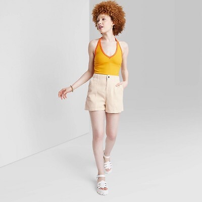 

Женские вельветовые шорты с высокой посадкой - Wild Fable Beige, Бежевый