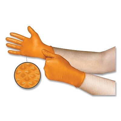 ANSELL 93256100 MEGA TEXTURE 93-256 DISPOSABLE NITRILE GLOVES SIZE 10 ORANGE