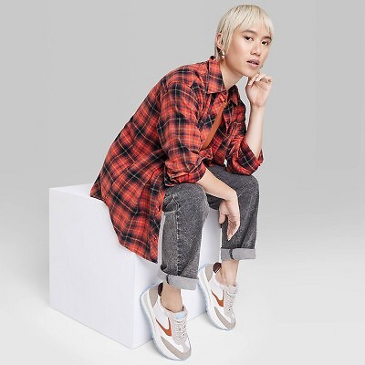 

Женская фланелевая рубашка оверсайз на пуговицах — Wild Fable Red Plaid M, Not available