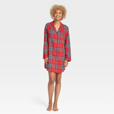 

Женская ночная рубашка Perfectly Cosy Flannel в клетку - Stars Above Red Tartan, Красный