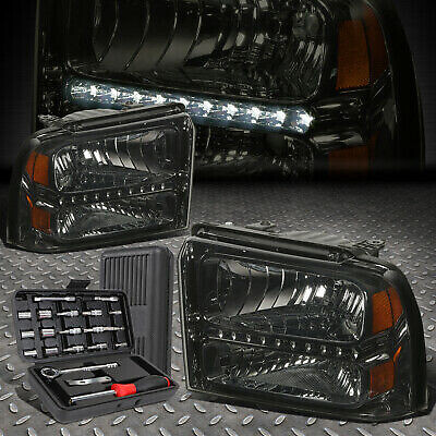 ДЛЯ 05-07 FORD SUPER DUTY LED DRL ДЫМЧАТЫЙ КОРПУС ЯНТАРНАЯ УГЛОВАЯ ФАРА + НАБОР ИНСТРУМЕНТОВ