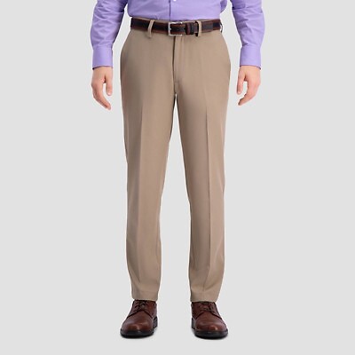 

Мужские повседневные брюки Haggar Cool 18 PRO Slim Fit Flat Front Flat Front - Желто-коричневые, Tan