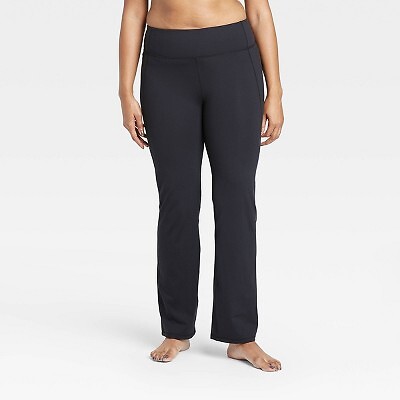 

Женские прямые брюки Contour Power Waist со средней посадкой, 34,5 дюйма — All in Motion, Черный