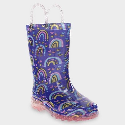 

Резиновые сапоги Western Chief для девочек Abby Rainbow Hearts с блестками - фиолетовый