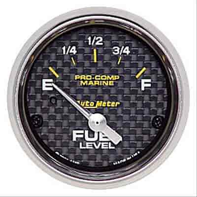 Auto Meter 200760-40 Pro-Comp Carbon Fiber Marine Fuel Level Gauge Diameter: 2-1