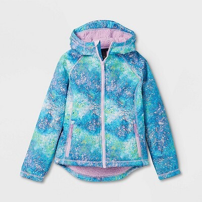 

Однотонная куртка из софтшелла из шерпы с принтом тай-дай для девочек — All in Motion Purple, Фиолетовый