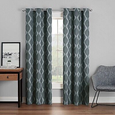 108''x42'' Windsor Blackout Curtain Panel Geo Charcoal - Eclipse