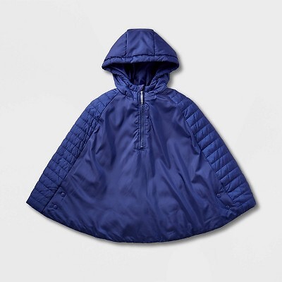 Kids' Adaptive Quilted Cape Jacket - Cat & Jack Navy Blue XL