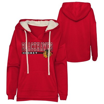 Толстовка из полифлиса с капюшоном и длинными рукавами для девочек NHL Chicago Blackhawks — XS