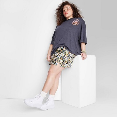 

Джинсовая мини-юбка с вырезом спереди для женщин - Wild Fable Black Floral 17, Not available