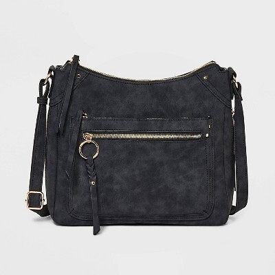 

Сумка через плечо VR NYC Livvy с плетеным кольцом и несколькими карманами на молнии - черный