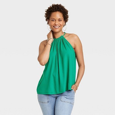 

Женская тканая майка с лямкой на шее - Knox Rose Green S, Not available