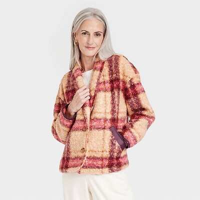

Пальто-свитер в клетку для женщин - Knox Rose Burgundy Plaid